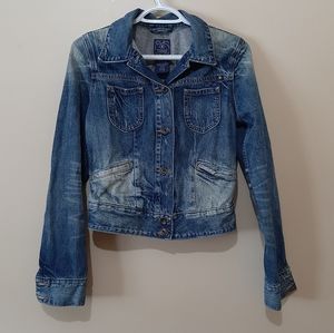 Lucky Distressed Denim Cropped Jean Jacket